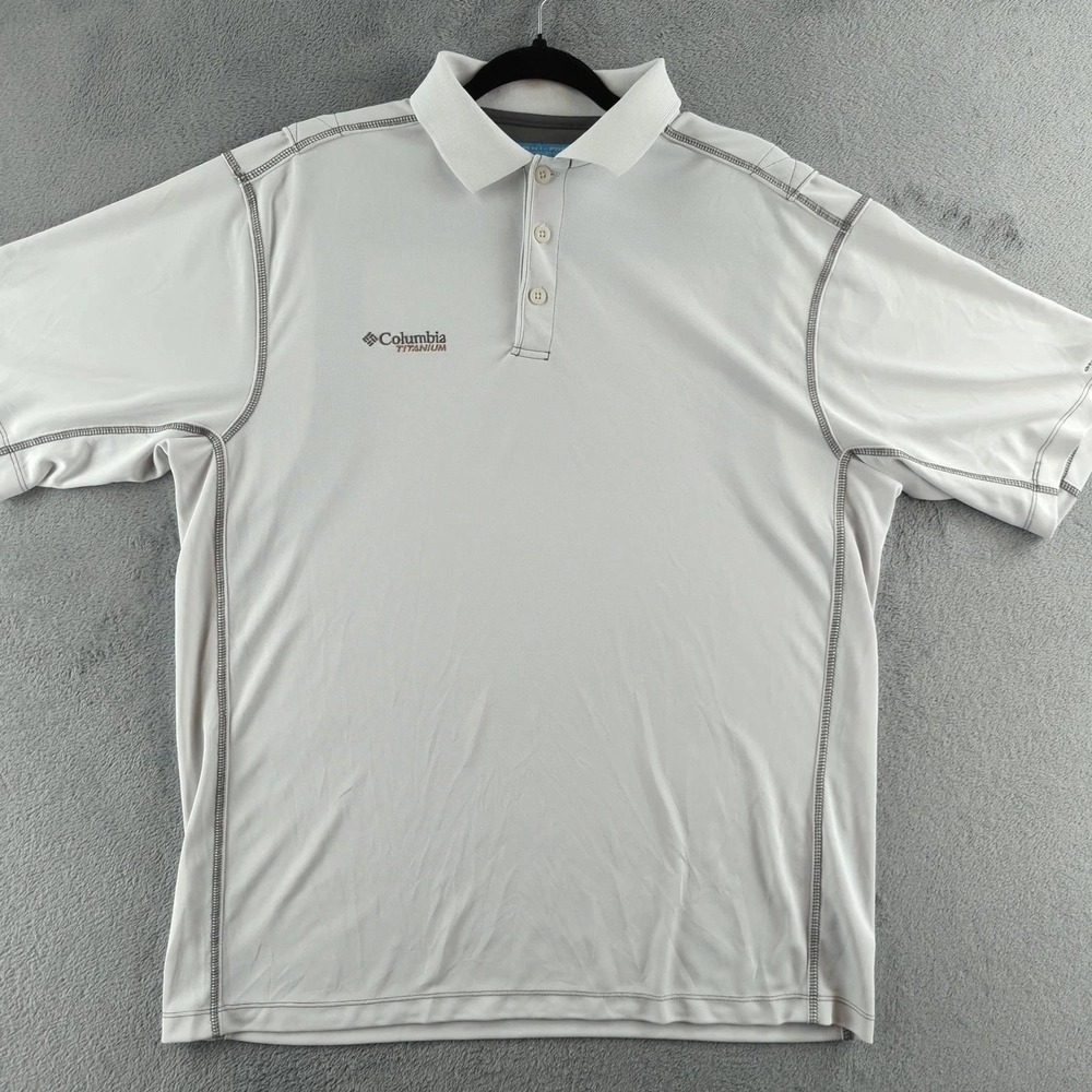 Columbia Polo Shirt Mens Large Gray Titanium Omni-Freeze Outdoor Performance